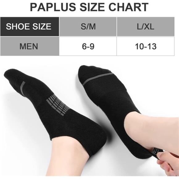 No Show Socks Men 6 Pairs,NonSlip Cushioned Low Cut Ankle Sock with Arch Support - Picture 2 of 8